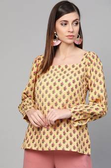 Lime Yellow Printed Top