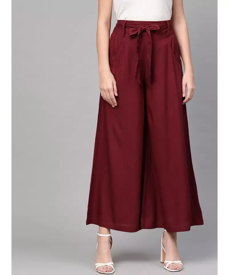 Maroon Waistband Palazzo