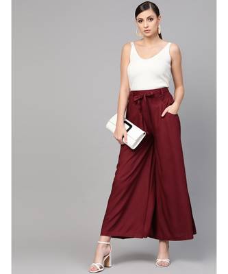 Maroon Waistband Palazzo 4