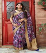 Multicolor woven banarasi silk saree with blouse