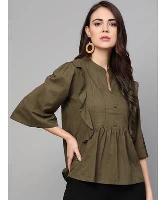Solid Mehandi Green Top. 1