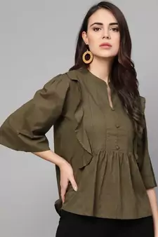 Solid Mehandi Green Top.