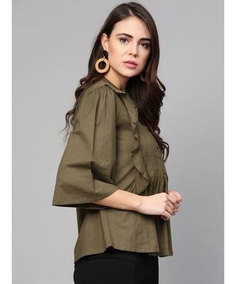 Solid Mehandi Green Top. 3