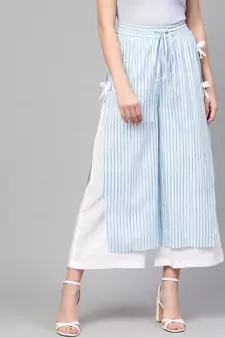 Printed & White Solid Palazzo Pants