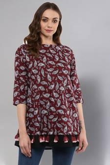 Maroon Umbrella Cut Tunic