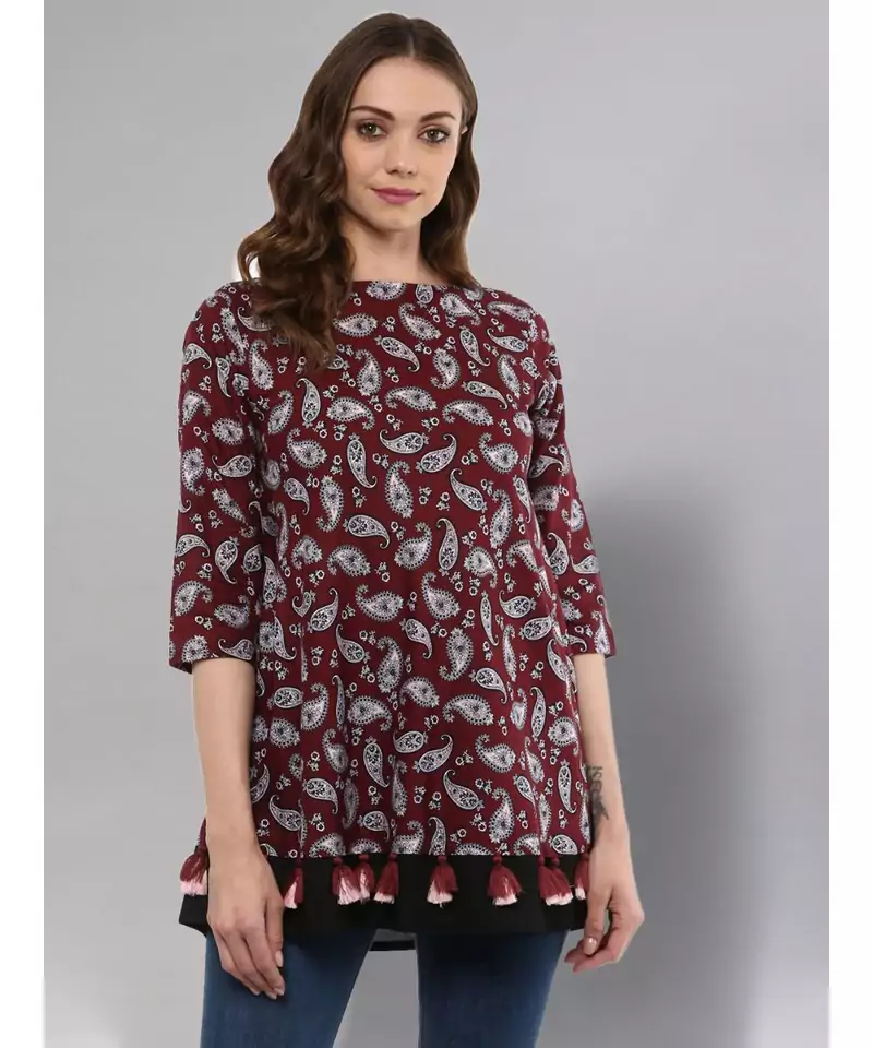 Maroon Umbrella Cut Tunic