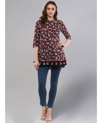 Maroon Umbrella Cut Tunic 2