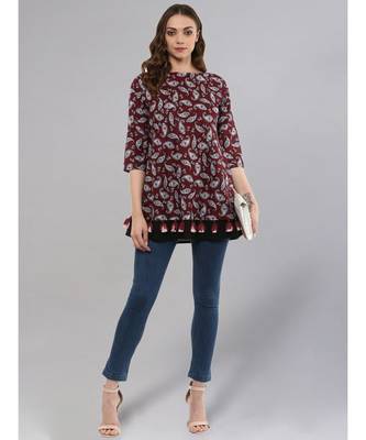 Maroon Umbrella Cut Tunic 3