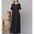 Navy Blue Gold Print Dress