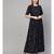 Navy Blue Gold Print Dress