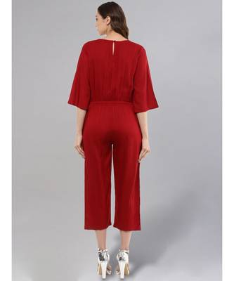 Maroon V-neck Jumpsuit 3