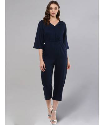Navy Blue V-neck Jumpsuit 1