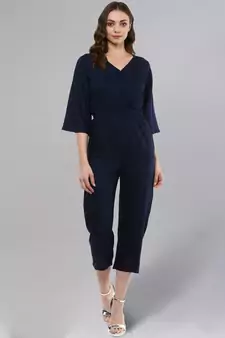 Navy Blue V-neck Jumpsuit