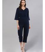 Navy Blue V-neck Jumpsuit