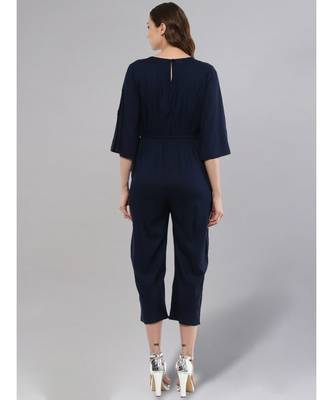 Navy Blue V-neck Jumpsuit 3
