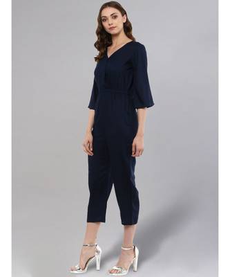 Navy Blue V-neck Jumpsuit 4