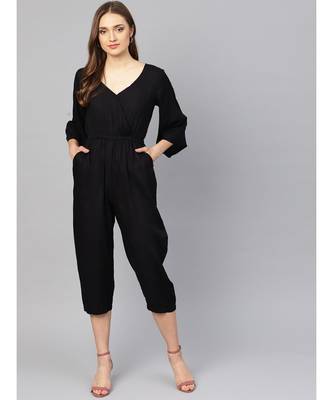 Black V-neck Jumpsuit 1