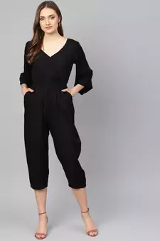 Black V-neck Jumpsuit