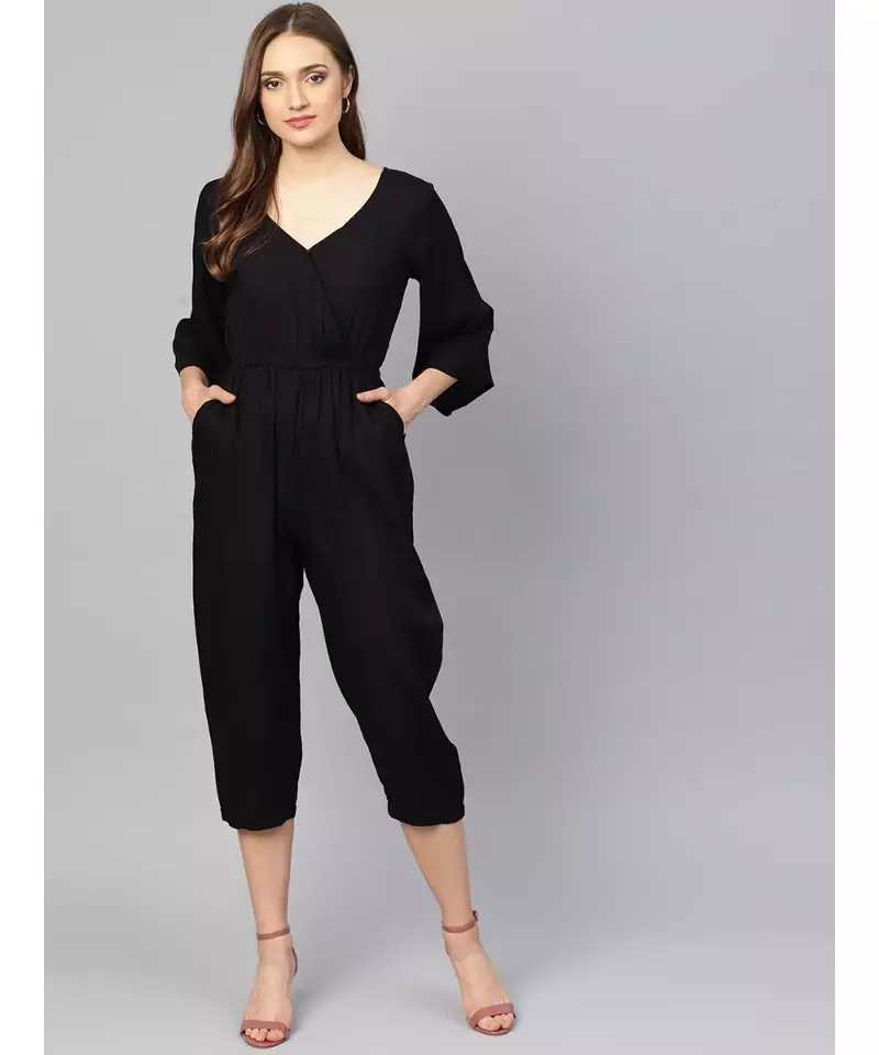 Black V-neck Jumpsuit