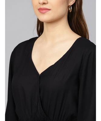 Black V-neck Jumpsuit 2