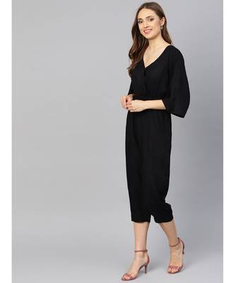 Black V-neck Jumpsuit 3