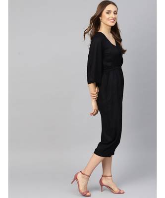 Black V-neck Jumpsuit 4