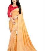 Yellow woven art silk saree with blouse