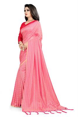 Pink woven art silk saree with blouse 2