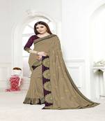 Dark maroon embroidered silk saree with blouse