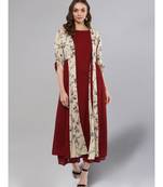 Maroon Printed Layered Shrug