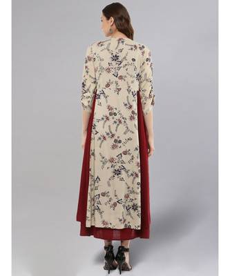 Maroon Printed Layered Shrug 3