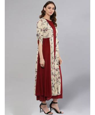 Maroon Printed Layered Shrug 5