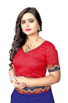 Navy blue embroidered silk saree with blouse 5