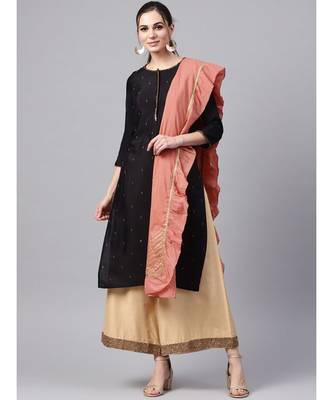 Salmon Solid Dupatta 1