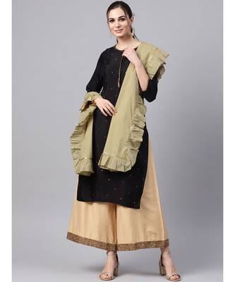 Sage Green Solid Gota Work Dupatta 1