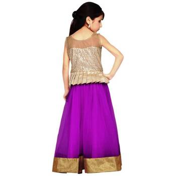 Purple Plain Net Stitched Lehenga 2
