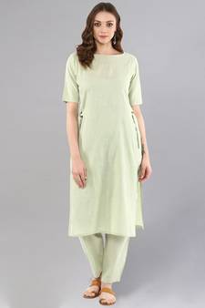 Sage Green Straight Kurta With Pants