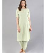 Sage Green Straight Kurta With Pants