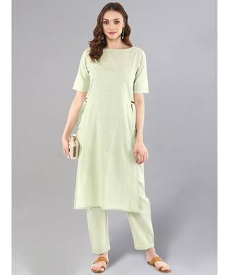 Sage Green Straight Kurta With Pants 2