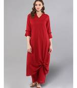 Maroon Knotted A-line Kurta With Palazzo Pants