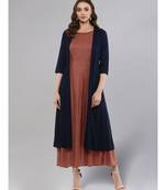 Rose Gold Layered Kurta With Blue Upper