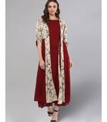 Maroon Layered Kurta With Printed Upper