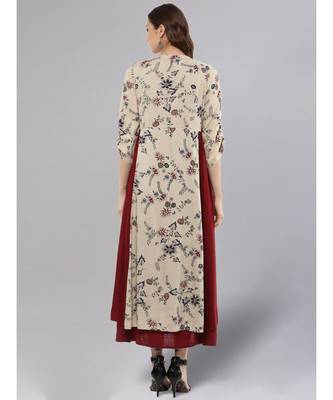 Maroon Layered Kurta With Printed Upper 3