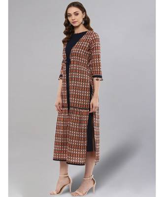 Blue Kurta With Salmon Layered Upper 4