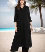 Black A-line Kurta With Palazzo Pants