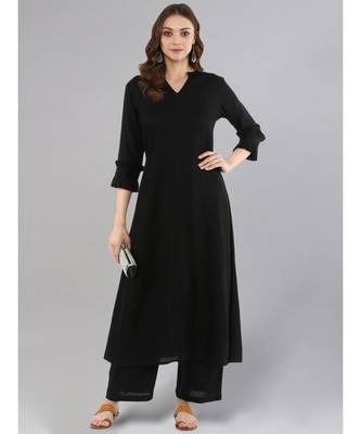 Black A-line Kurta With Palazzo Pants 2