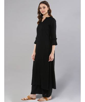 Black A-line Kurta With Palazzo Pants 4