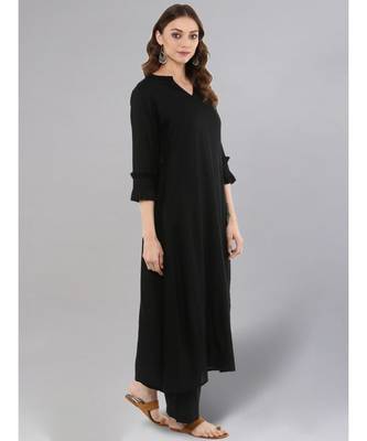Black A-line Kurta With Palazzo Pants 5