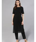 Black Straight Kurta With Pants