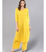 Lemon Yellow Kurta With Palazzo Pants